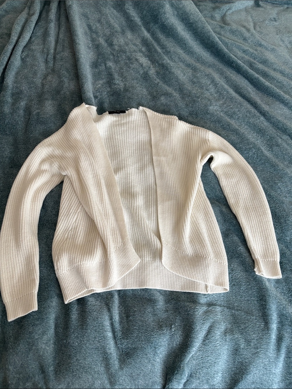 Mossimo Supply Co. White Ribbed Open-Front Cardigan